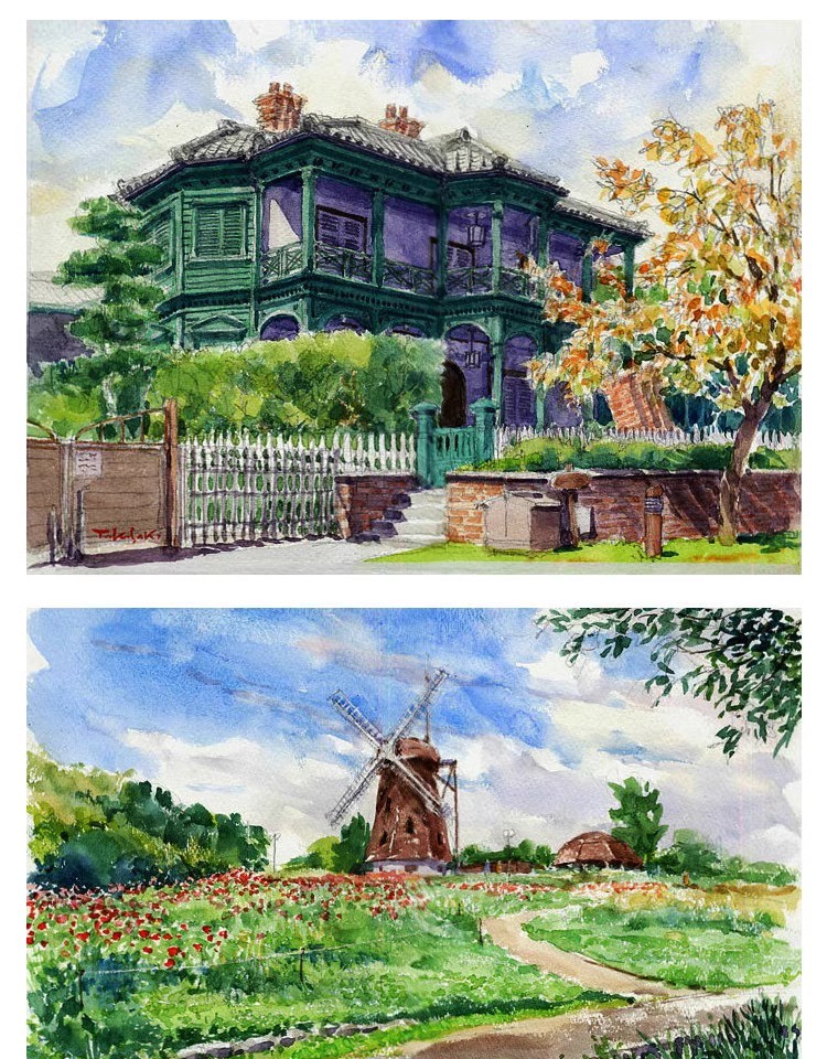 图片[9]-唯美水彩手绘古风插画花卉建筑配饰装饰图案JPG图片海报合成素材-大怪兽分享