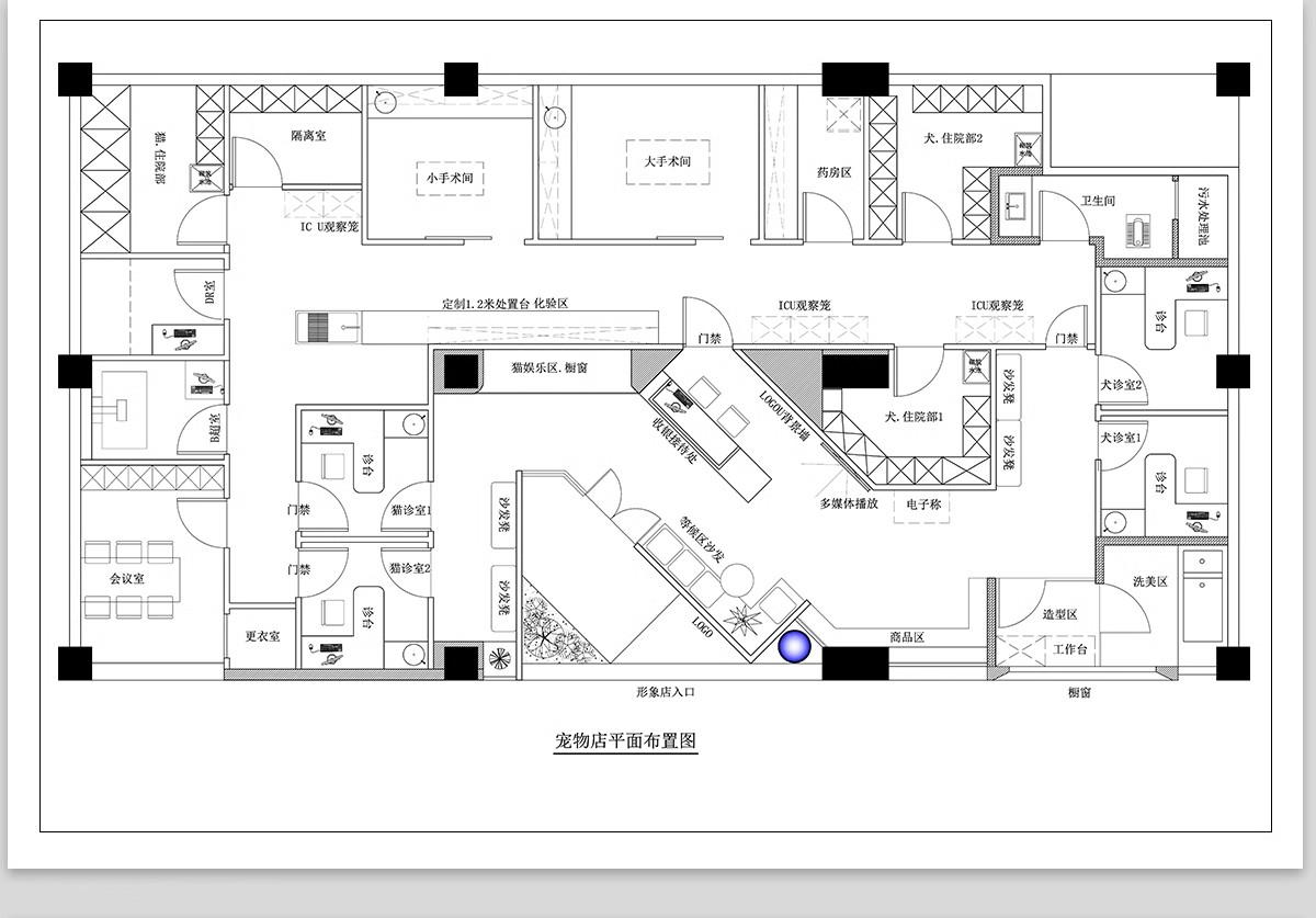 图片[10]-宠物店cad施工图纸 室内猫咖装修设计商店平面布置布局店铺效果图-大怪兽分享