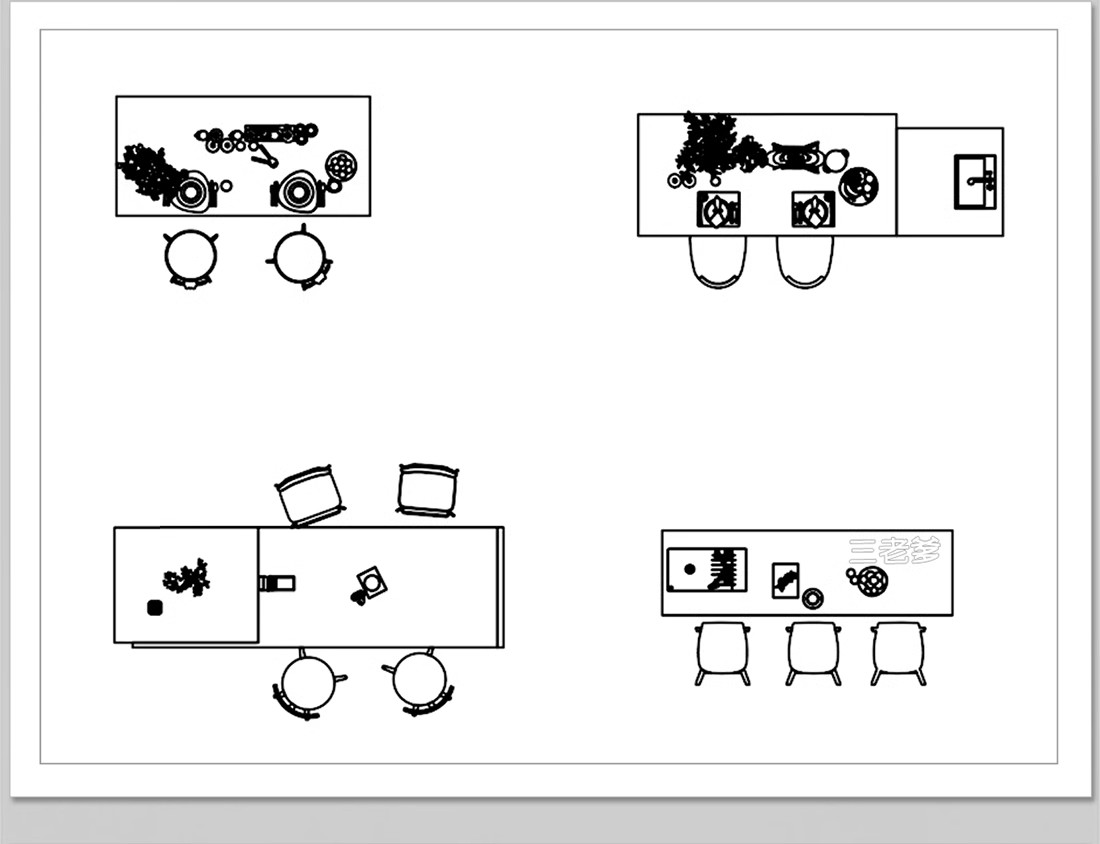 图片[11]-吧台CAD图库厨房吧椅现代室内家装西厨中岛台餐桌椅子图块施工图-大怪兽分享
