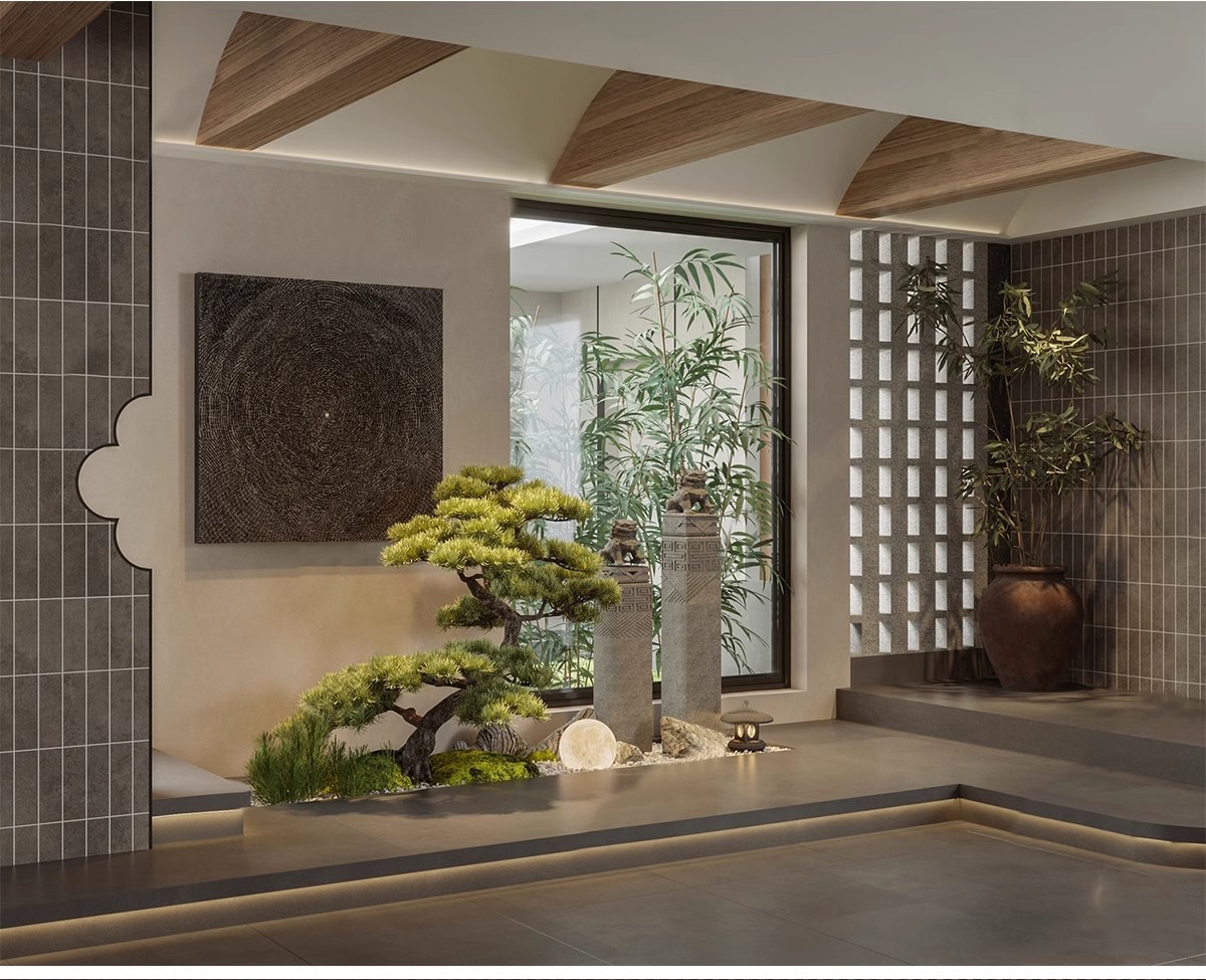 图片[11]-室内造景SU模型现代禅意新中式日式庭院小品别墅天井植物草图大师-大怪兽分享