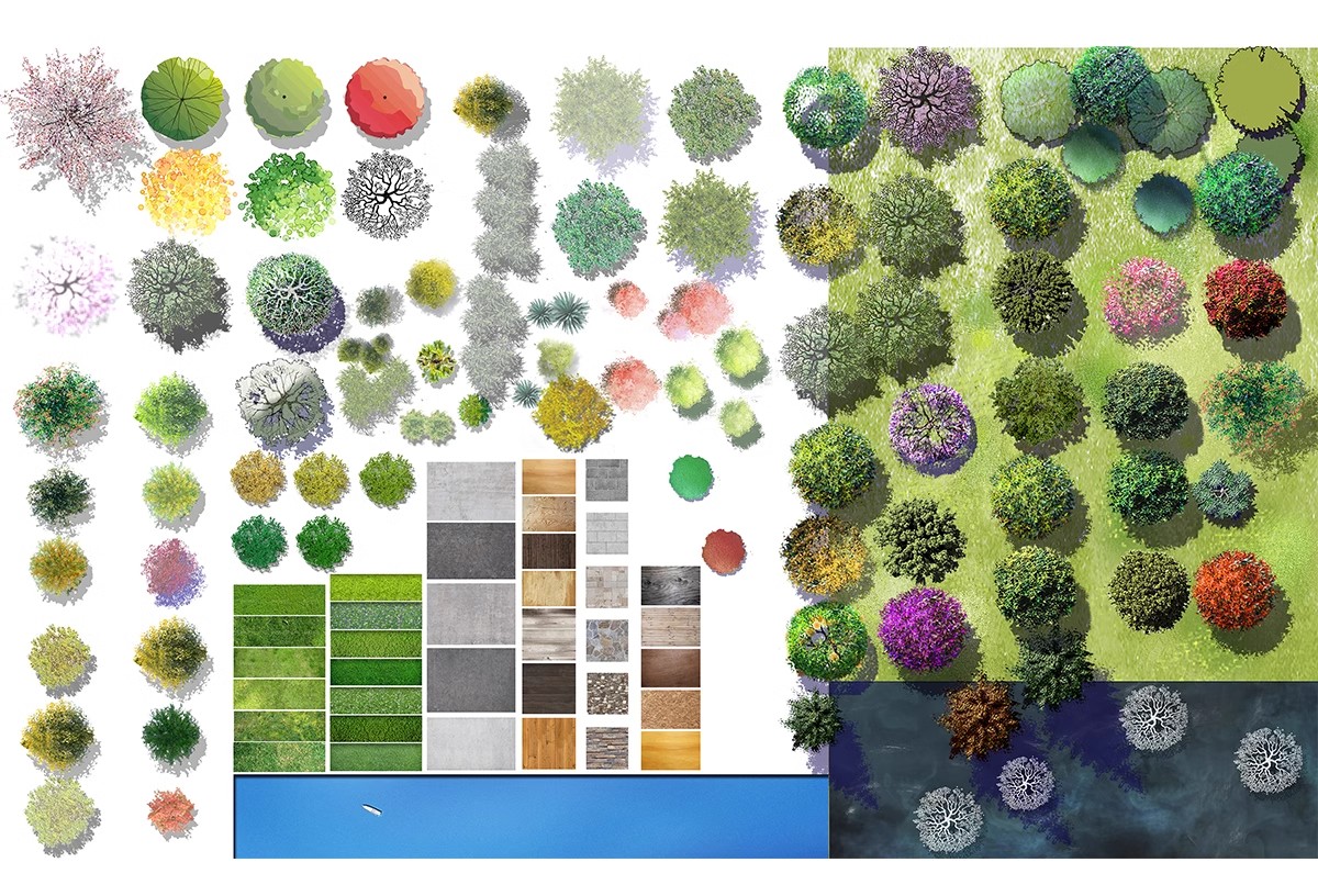 图片[10]-6000+，小清新PS彩平图园林景观规划总平面拼贴植物草地铺装纹理后期素材-大怪兽分享