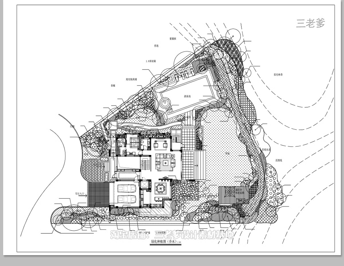 图片[34]-500套，别墅花园庭院设计方案CAD图库平面图植物园林景观施工图图例素材-大怪兽分享