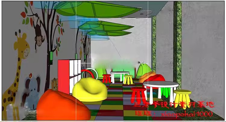 图片[22]-儿童乐园早教中心教室幼儿园3d模型室内CAD施工图3dmax效果平面SU-大怪兽分享