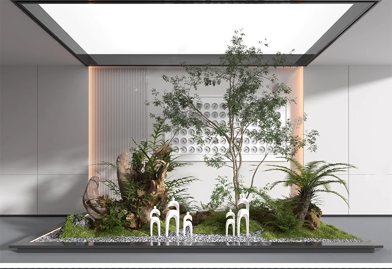 图片[35]-室内造景SU模型现代禅意新中式日式庭院小品别墅天井植物草图大师-大怪兽分享