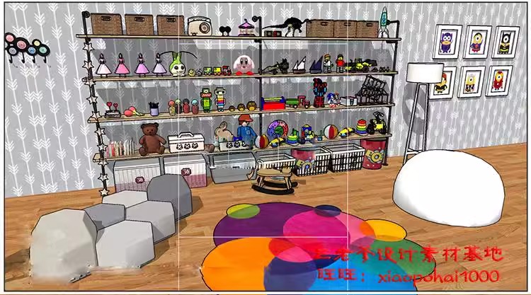 图片[23]-儿童乐园早教中心教室幼儿园3d模型室内CAD施工图3dmax效果平面SU-大怪兽分享