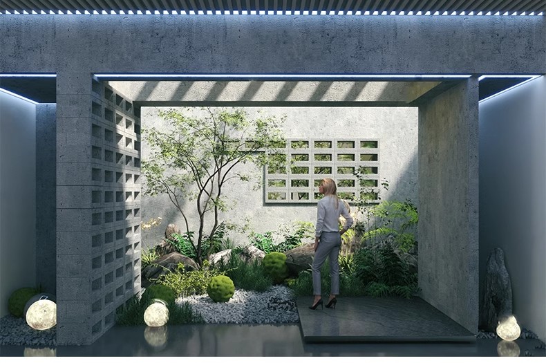 图片[36]-室内造景SU模型现代禅意新中式日式庭院小品别墅天井植物草图大师-大怪兽分享