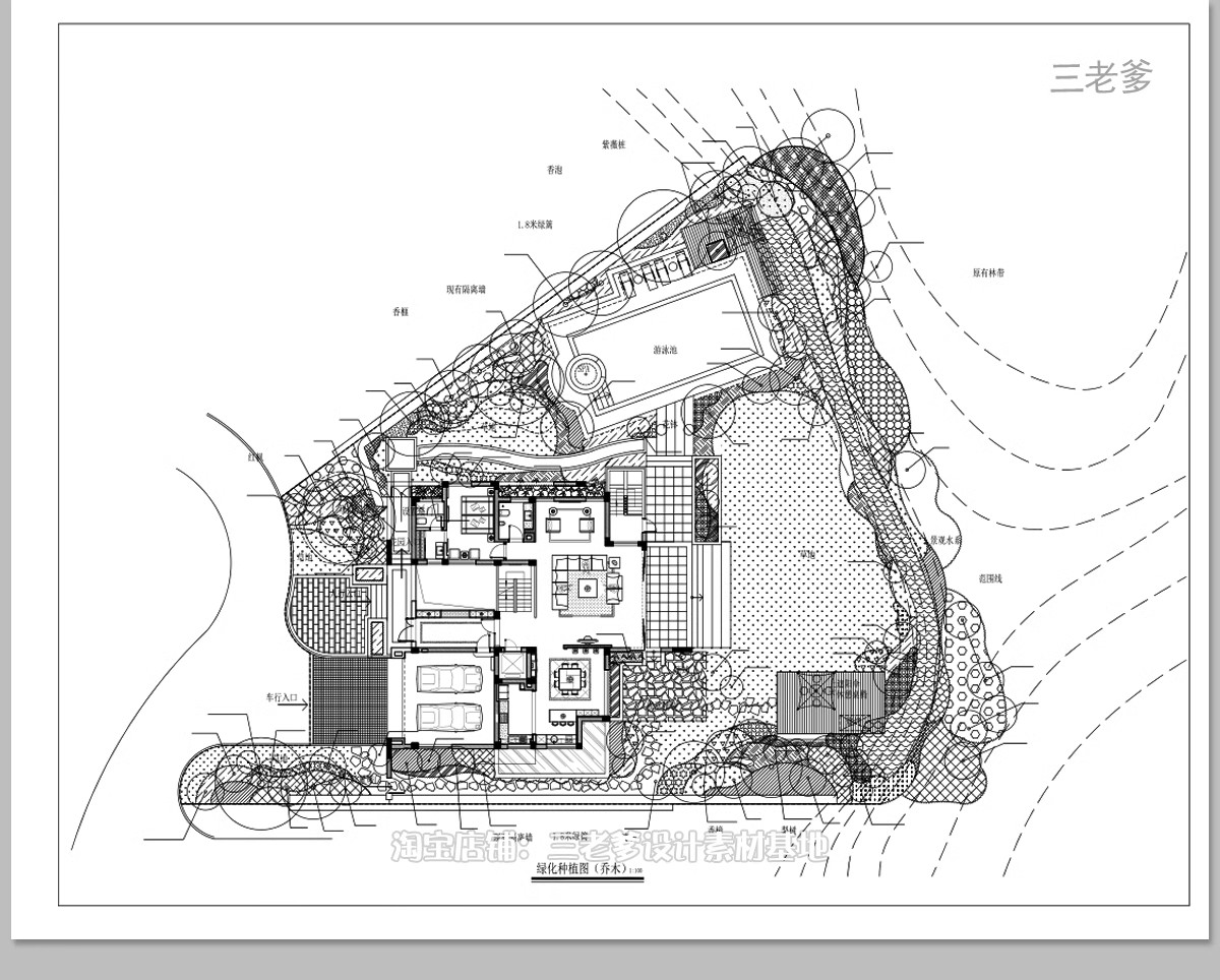 图片[37]-500套，别墅花园庭院设计方案CAD图库平面图植物园林景观施工图图例素材-大怪兽分享