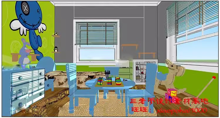 图片[24]-儿童乐园早教中心教室幼儿园3d模型室内CAD施工图3dmax效果平面SU-大怪兽分享