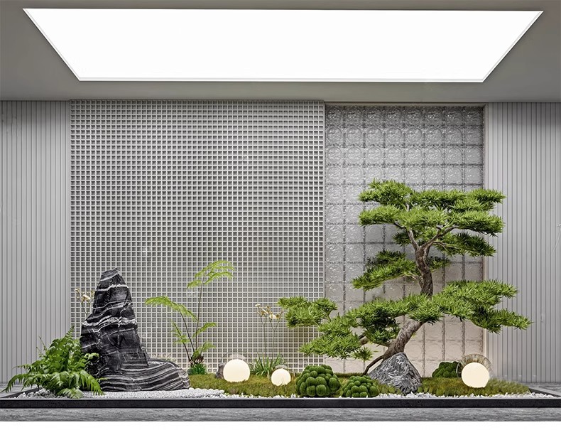 图片[37]-室内造景SU模型现代禅意新中式日式庭院小品别墅天井植物草图大师-大怪兽分享