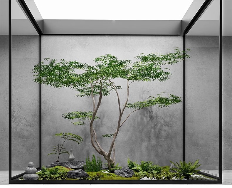 图片[38]-室内造景SU模型现代禅意新中式日式庭院小品别墅天井植物草图大师-大怪兽分享