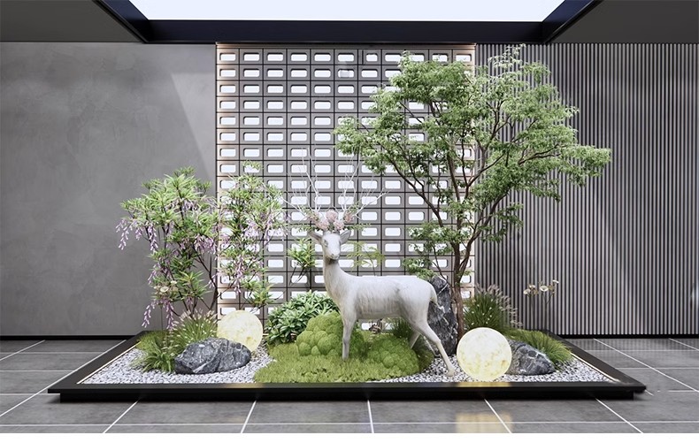 图片[39]-室内造景SU模型现代禅意新中式日式庭院小品别墅天井植物草图大师-大怪兽分享