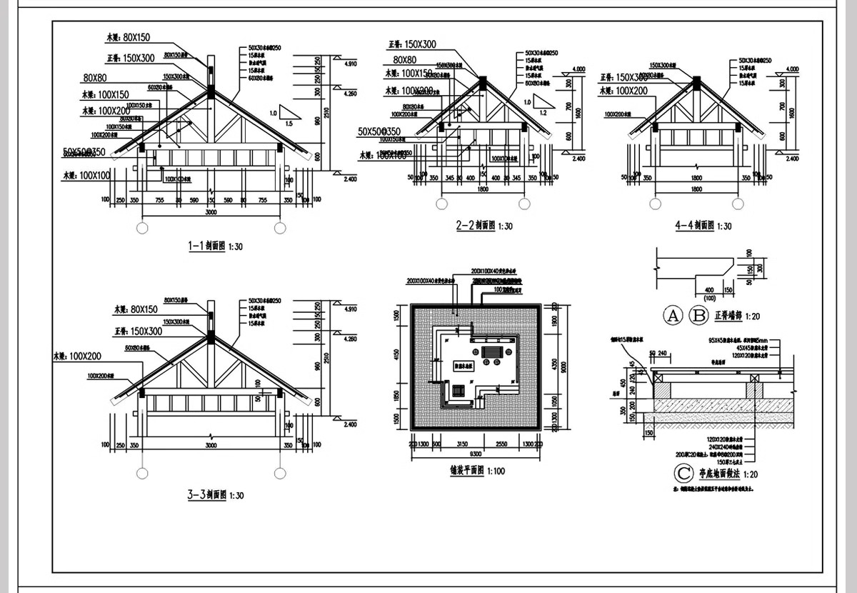 图片[10]-园林景观小 木屋木房子景区生态建筑小品做法详图CAD施工图大样图-大怪兽分享