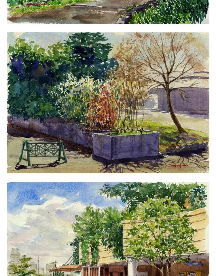 图片[10]-唯美水彩手绘古风插画花卉建筑配饰装饰图案JPG图片海报合成素材-大怪兽分享