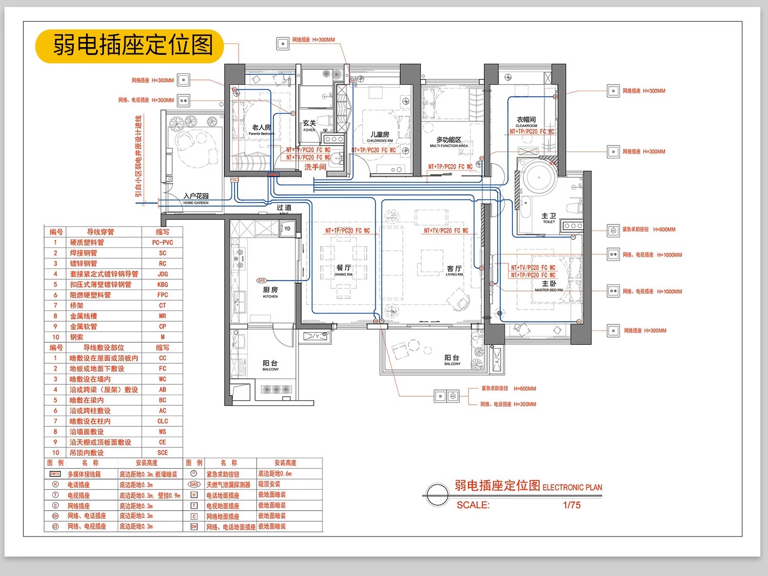 图片[9]-全屋机电连线图及开关插座水电点位灯具图例CAD图库施工图dwg图块-大怪兽分享