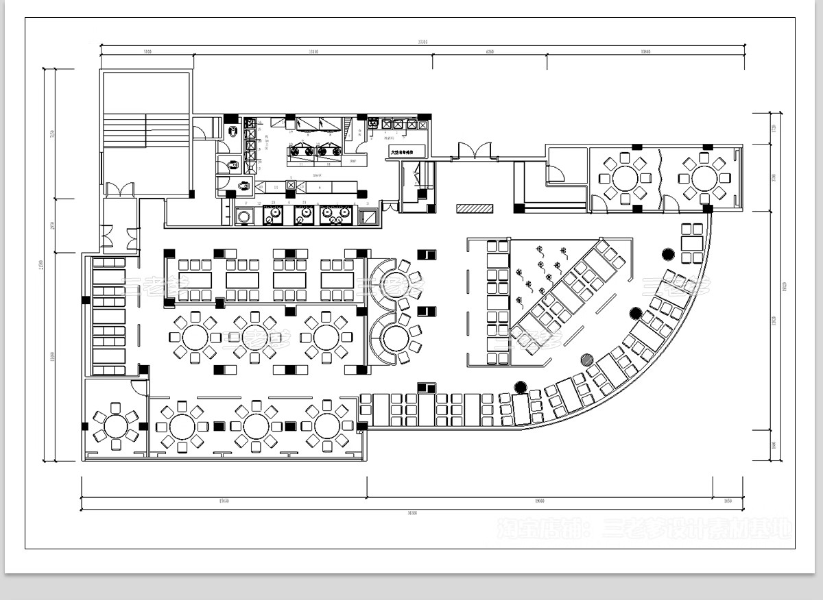 图片[10]-40套，特色饭店餐厅CAD施工图纸 西餐厅港式茶餐厅平面布置图设计布局图-大怪兽分享