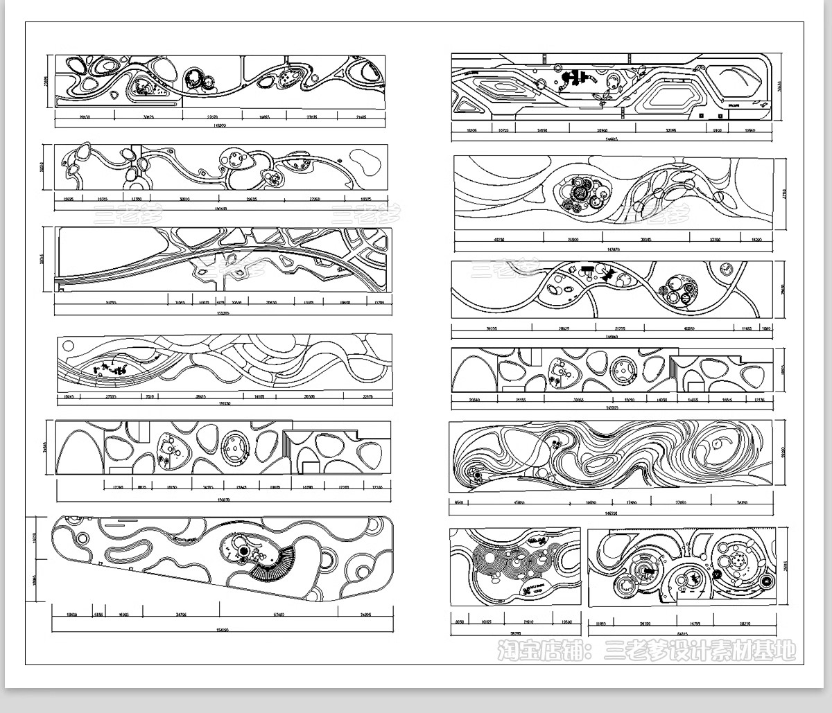 图片[10]-现代线性带状口袋公园街头绿地小游园CAD施工图休闲广场布局方案-大怪兽分享