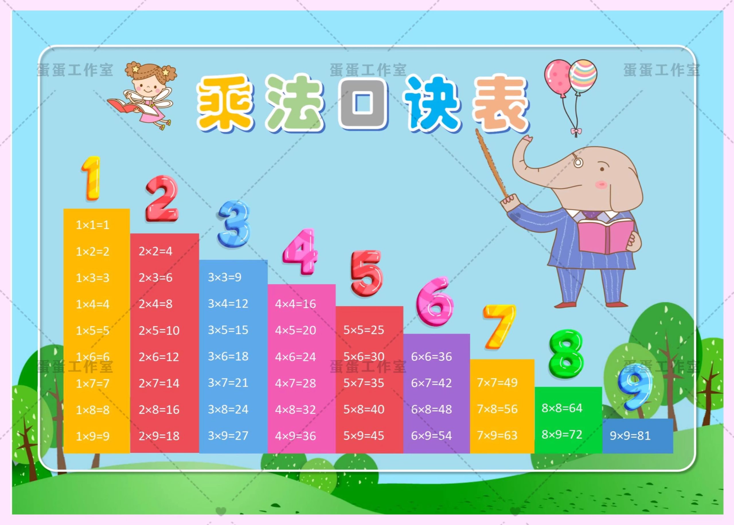 图片[9]-乘法口诀表手抄报小九九小报电子模板小学生数学主题A3A4黑白线稿-大怪兽分享