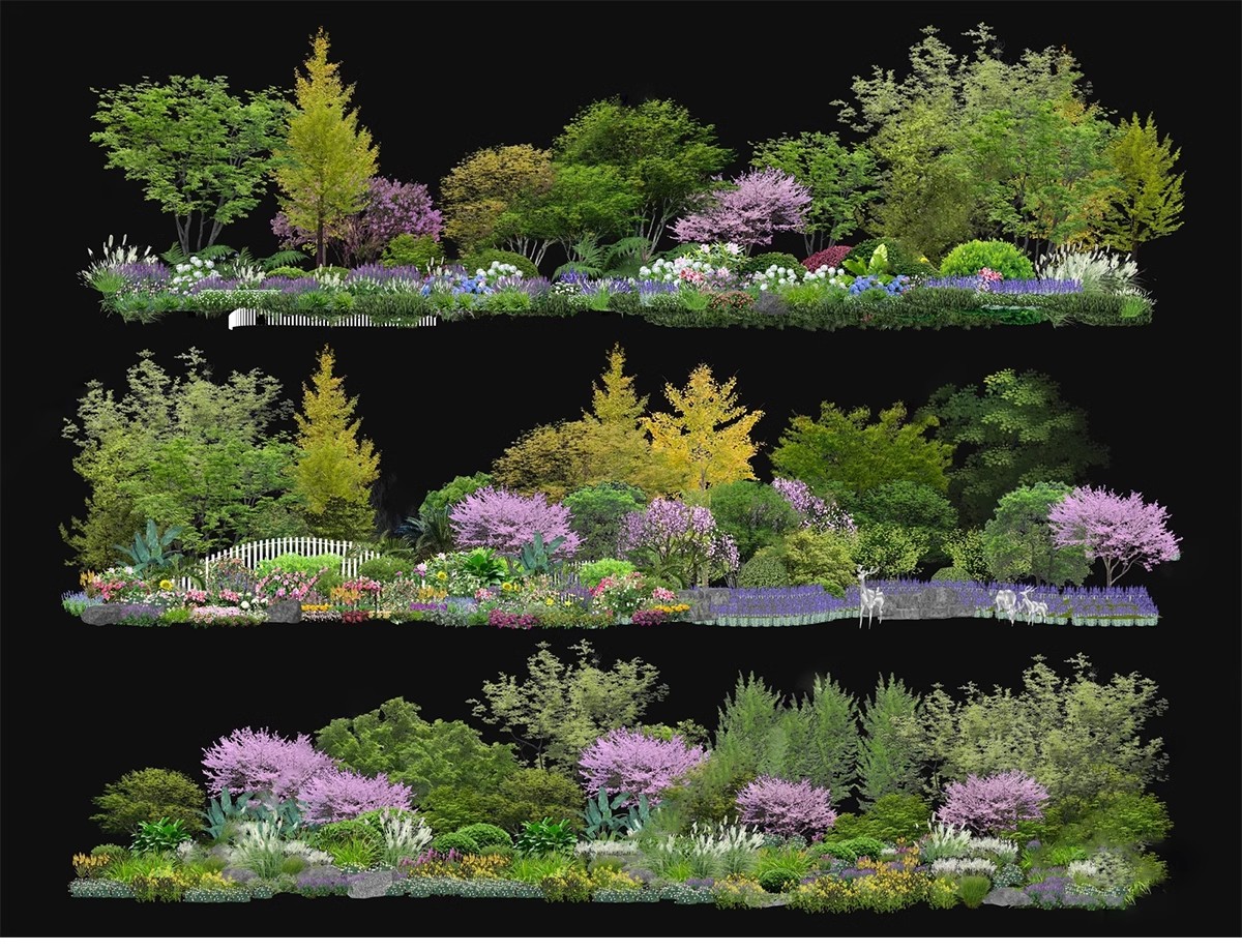 图片[12]-园林景观花镜花境植物配置地被花丛花草花卉草花组团搭配su模型库-大怪兽分享