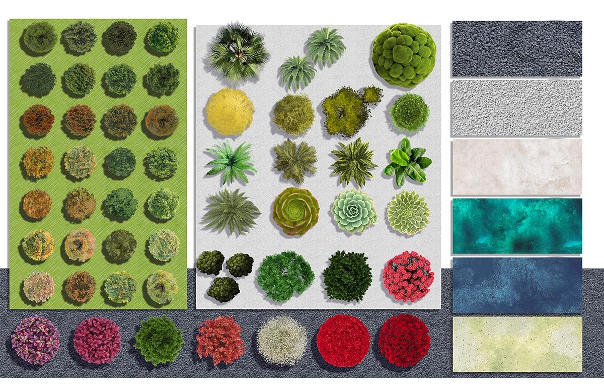 图片[11]-6000+，小清新PS彩平图园林景观规划总平面拼贴植物草地铺装纹理后期素材-大怪兽分享