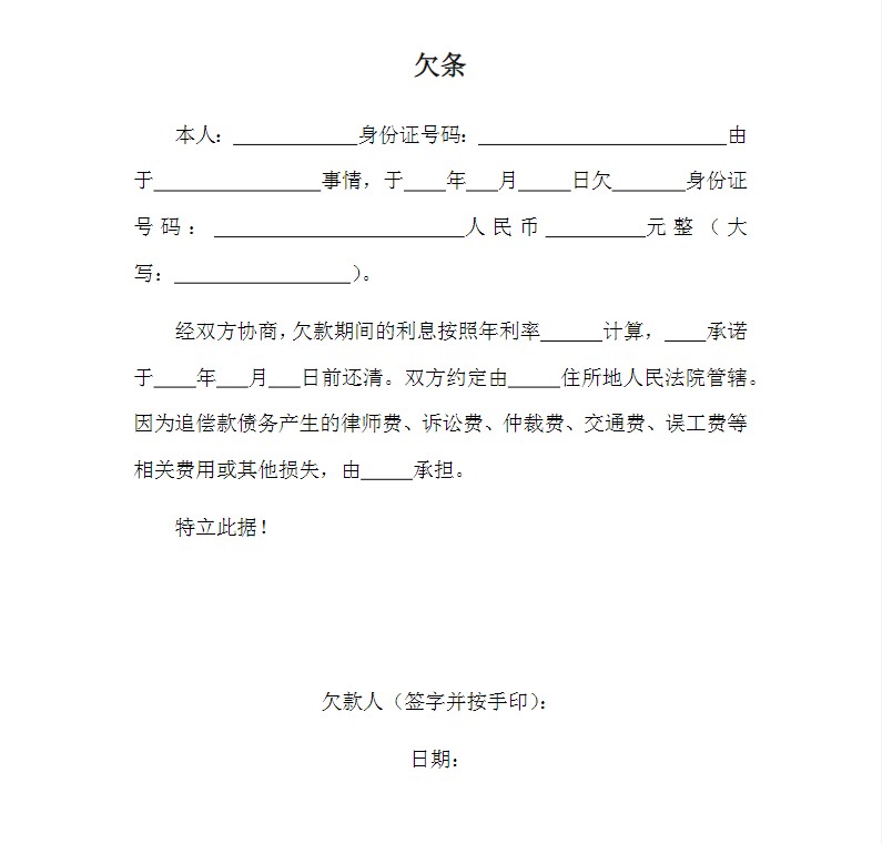 图片[11]-正规通用欠条借条借据欠款模板单位店铺短期分期货款个人私人公司-大怪兽分享