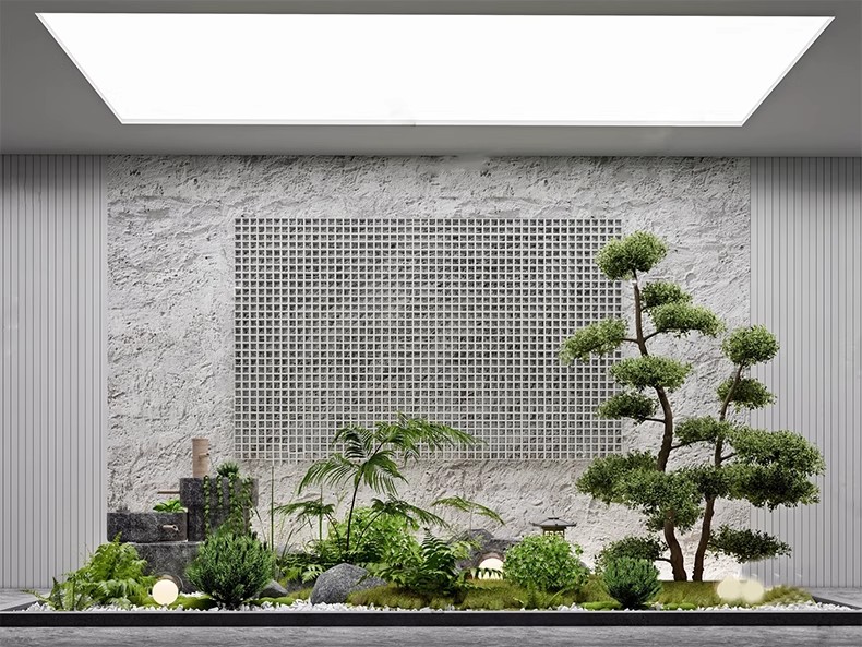 图片[40]-室内造景SU模型现代禅意新中式日式庭院小品别墅天井植物草图大师-大怪兽分享
