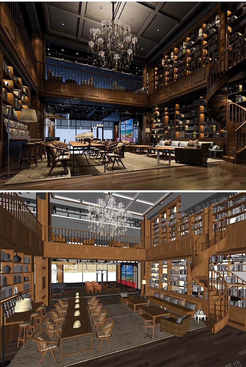 图片[34]-书吧SU模型 工业风书咖图书馆室内设计sketchup书店CAD施工图素材-大怪兽分享