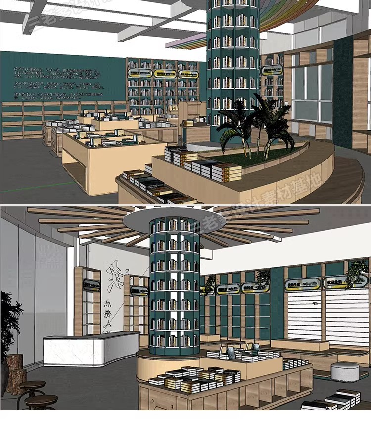 图片[38]-书吧SU模型 工业风书咖图书馆室内设计sketchup书店CAD施工图素材-大怪兽分享