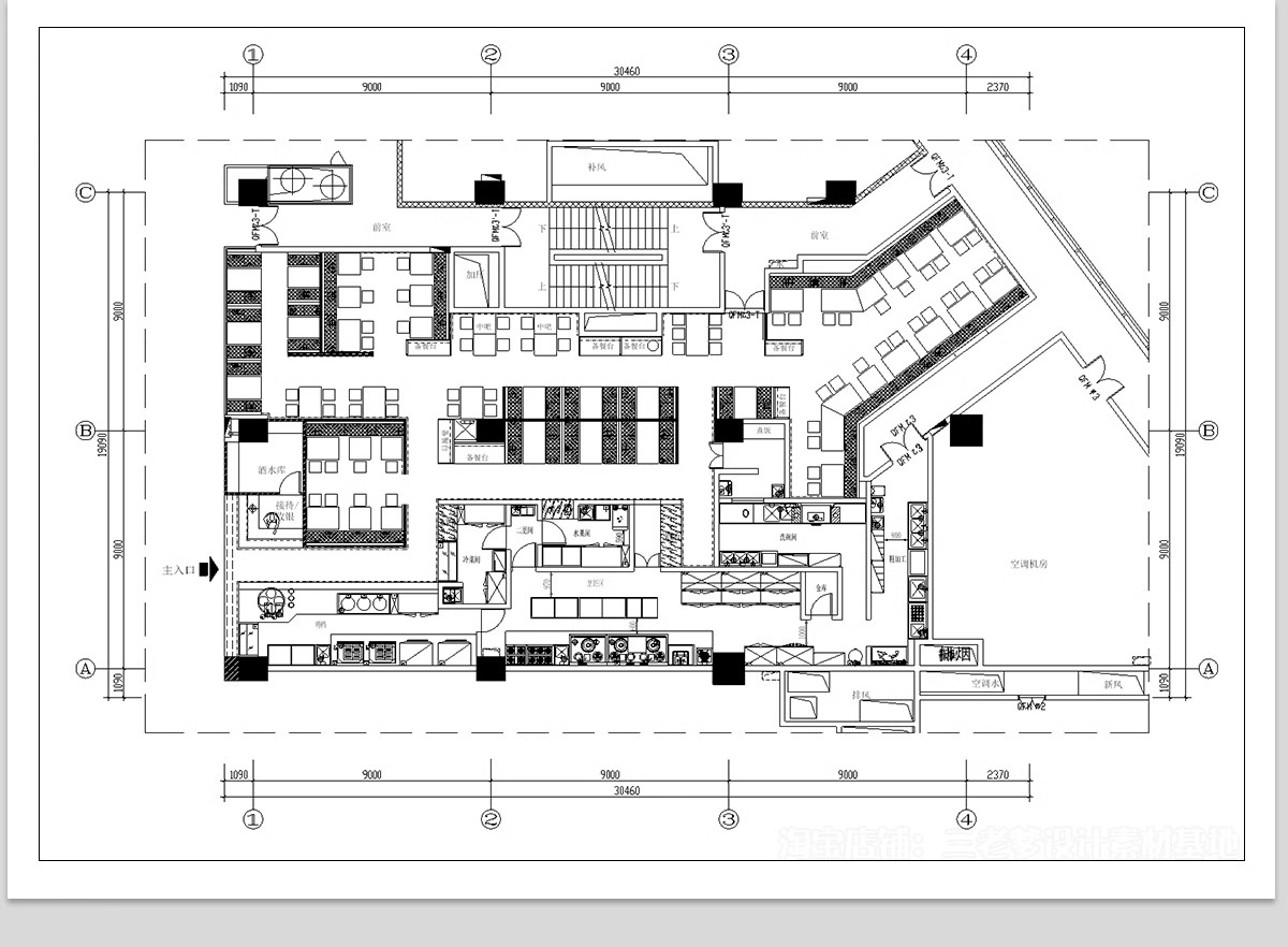 图片[11]-40套，特色饭店餐厅CAD施工图纸 西餐厅港式茶餐厅平面布置图设计布局图-大怪兽分享