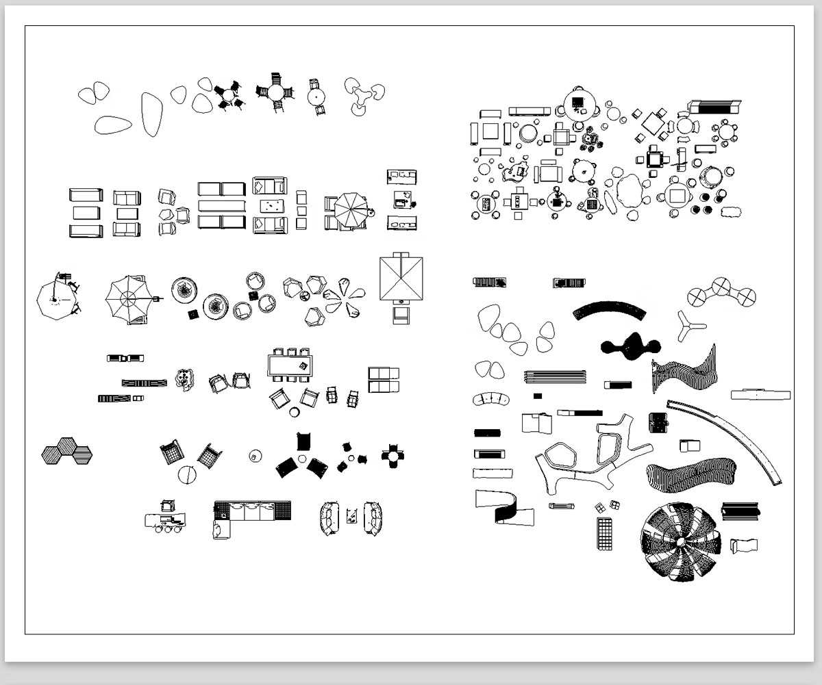 图片[11]-30套，户外园林景观小品CAD平面图例 公园游乐设施庭院座椅亭子施工图库-大怪兽分享