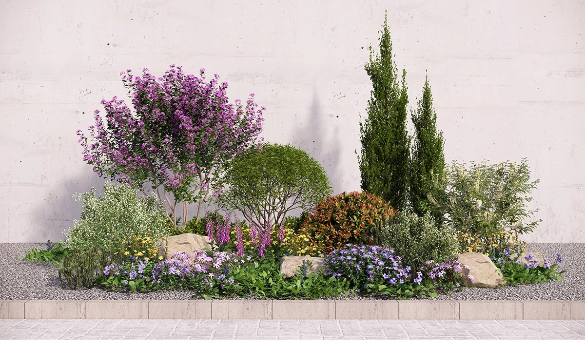 图片[13]-园林景观花镜花境植物配置地被花丛花草花卉草花组团搭配su模型库-大怪兽分享