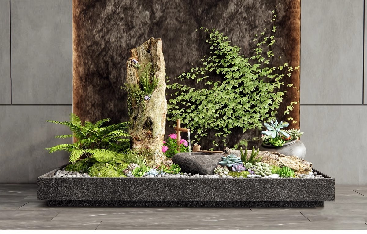 图片[13]-室内造景SU模型现代禅意新中式日式庭院小品别墅天井植物草图大师-大怪兽分享