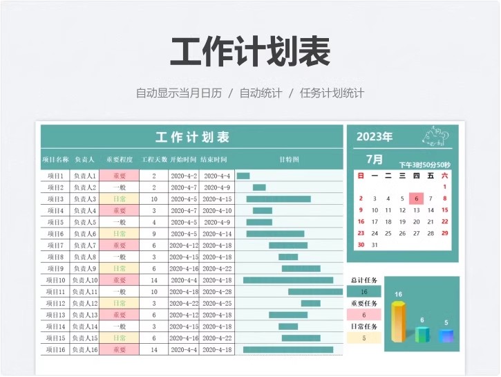 图片[11]-工作计划模板excel表格进度表甘特图白板周日月台历管理任务系统-大怪兽分享
