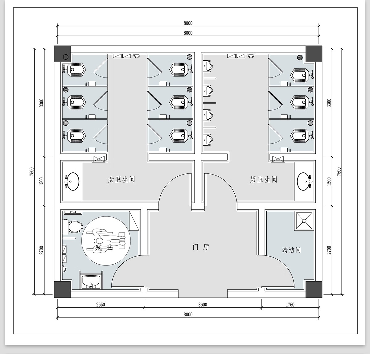 图片[12]-180套，厕所公厕建筑公共卫生间CAD施工图 户外洗手间平面布置方案布局图-大怪兽分享