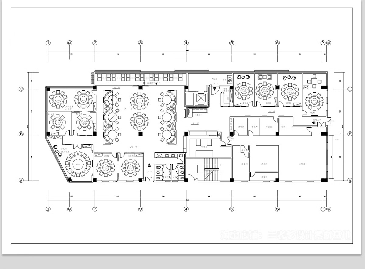 图片[12]-40套，特色饭店餐厅CAD施工图纸 西餐厅港式茶餐厅平面布置图设计布局图-大怪兽分享