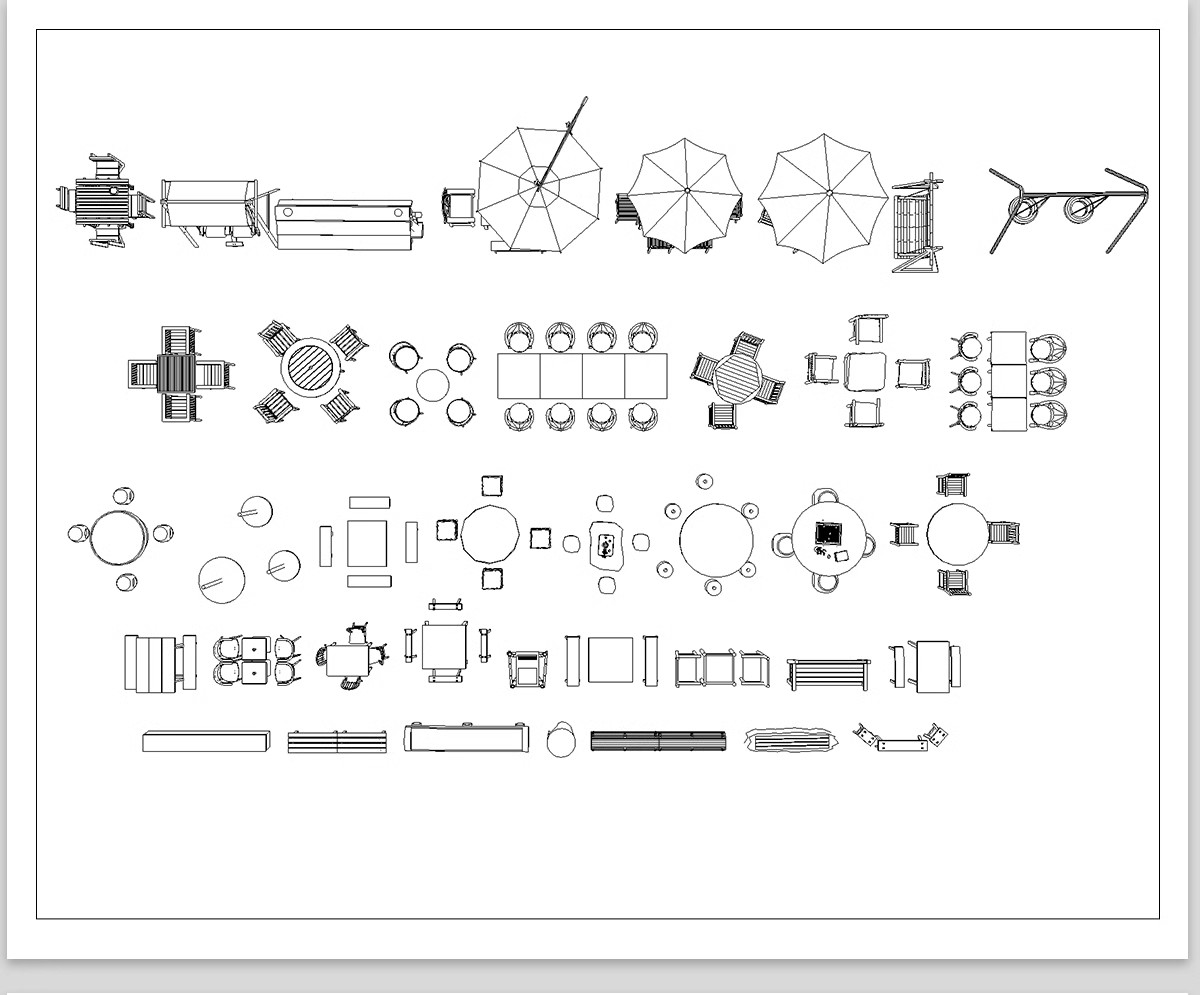 图片[12]-30套，户外园林景观小品CAD平面图例 公园游乐设施庭院座椅亭子施工图库-大怪兽分享