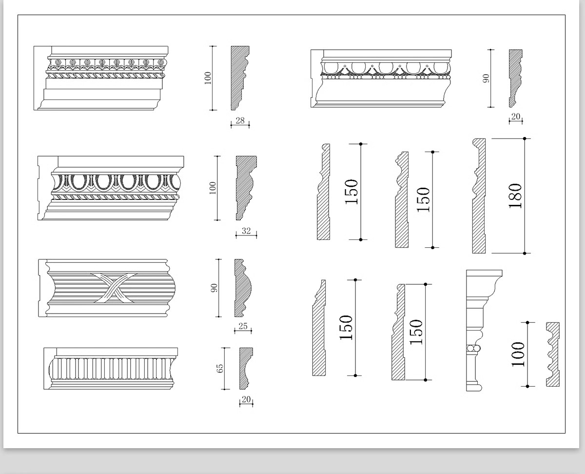 图片[14]-CAD装饰线条大样图剖面踢脚线门套线天花角石膏线框素材图库-大怪兽分享