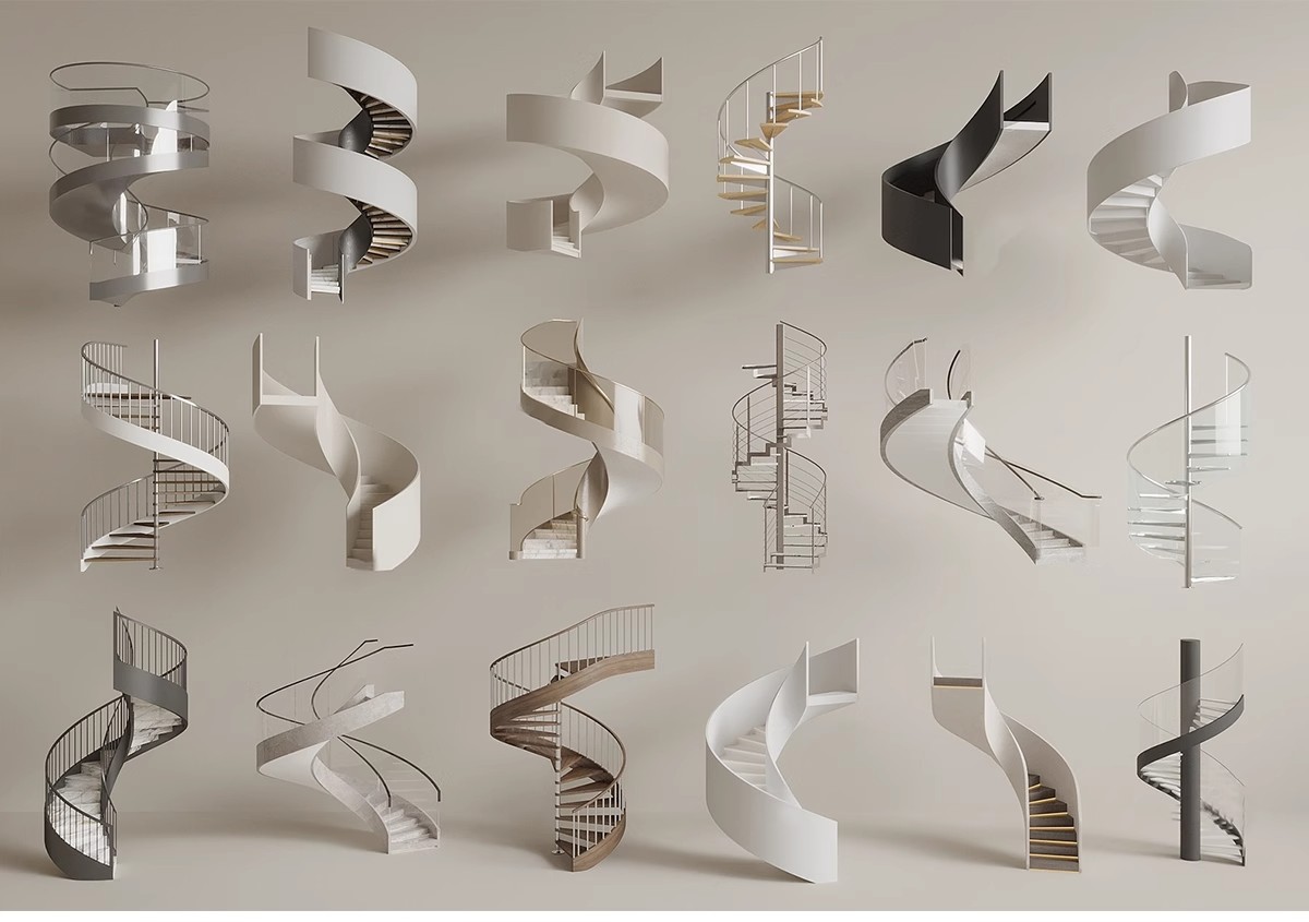 图片[14]-旋转楼梯SU模型库室内铁艺楼梯中式欧式现代螺旋扶梯扶手草图大师-大怪兽分享