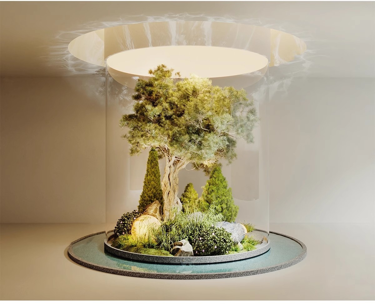 图片[14]-室内造景SU模型现代禅意新中式日式庭院小品别墅天井植物草图大师-大怪兽分享