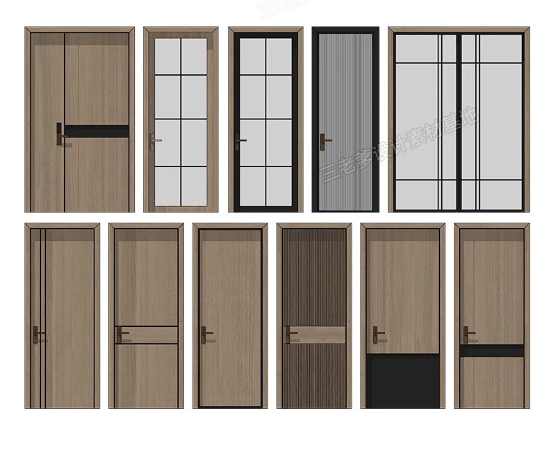图片[2]-2600套，现代室内卧室单双开实木玻璃推拉门SU模型防盗移门谷仓门草图大师-大怪兽分享