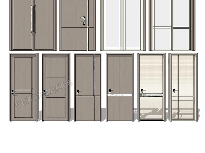 图片[4]-2600套，现代室内卧室单双开实木玻璃推拉门SU模型防盗移门谷仓门草图大师-大怪兽分享