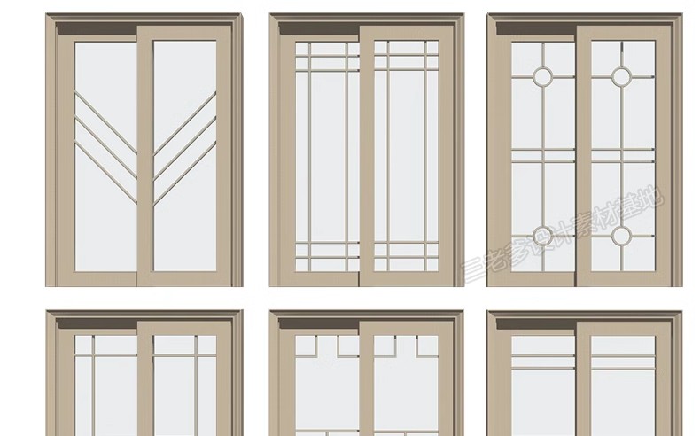 图片[5]-2600套，现代室内卧室单双开实木玻璃推拉门SU模型防盗移门谷仓门草图大师-大怪兽分享