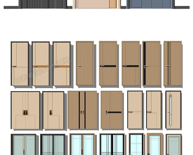 图片[7]-2600套，现代室内卧室单双开实木玻璃推拉门SU模型防盗移门谷仓门草图大师-大怪兽分享