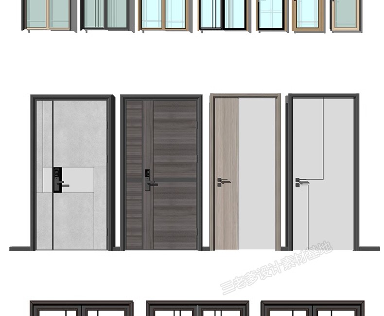 图片[8]-2600套，现代室内卧室单双开实木玻璃推拉门SU模型防盗移门谷仓门草图大师-大怪兽分享