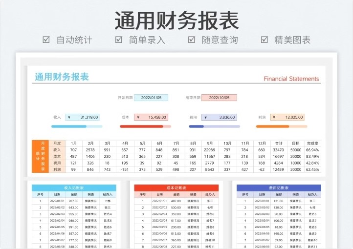 图片[12]-财务报表企业月季年度明细收支公司会计利润出纳记账excel模版格-大怪兽分享