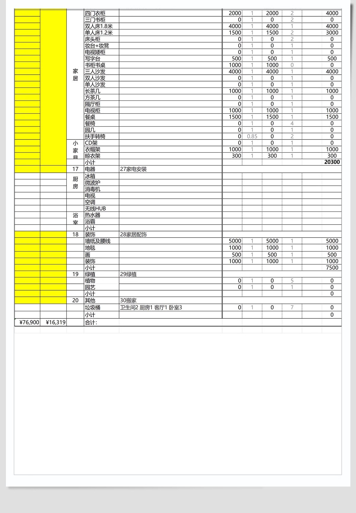 图片[13]-2025装修预算报价表家装工装公司材料价格表模板施工清单半包全包-大怪兽分享