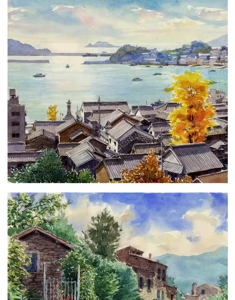 图片[13]-唯美水彩手绘古风插画花卉建筑配饰装饰图案JPG图片海报合成素材-大怪兽分享