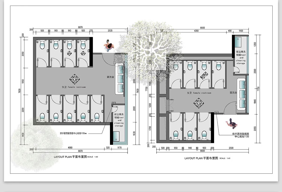 图片[13]-180套，厕所公厕建筑公共卫生间CAD施工图 户外洗手间平面布置方案布局图-大怪兽分享