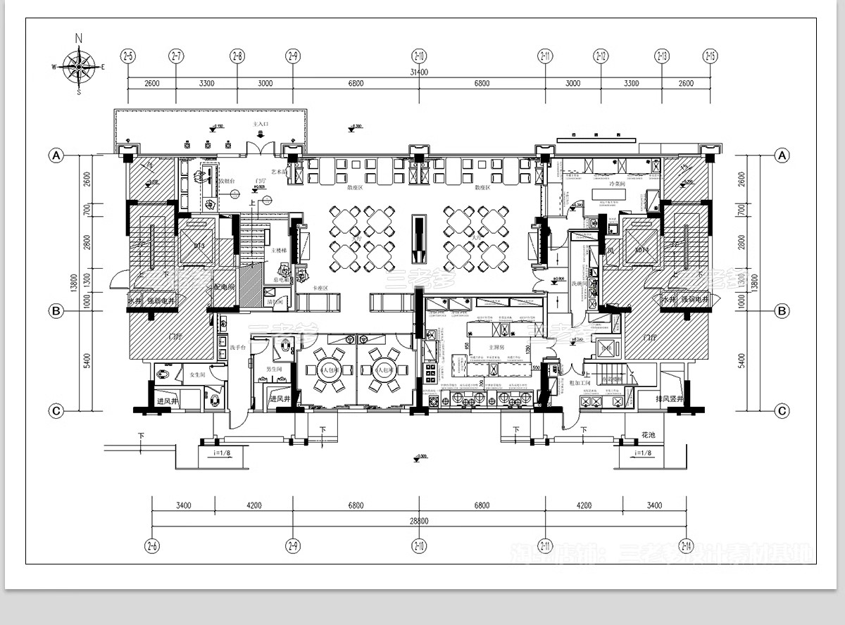 图片[13]-40套，特色饭店餐厅CAD施工图纸 西餐厅港式茶餐厅平面布置图设计布局图-大怪兽分享