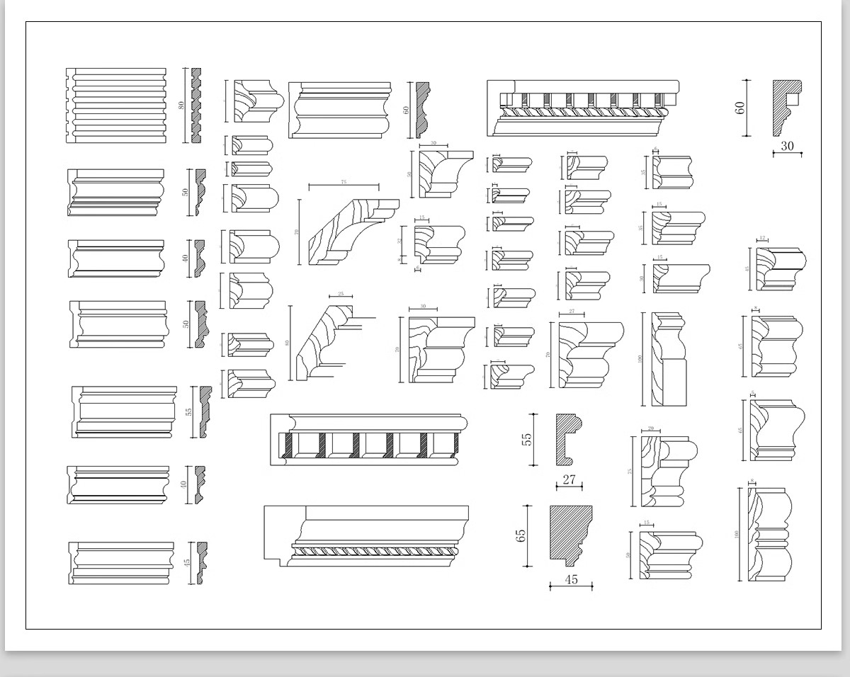 图片[15]-CAD装饰线条大样图剖面踢脚线门套线天花角石膏线框素材图库-大怪兽分享