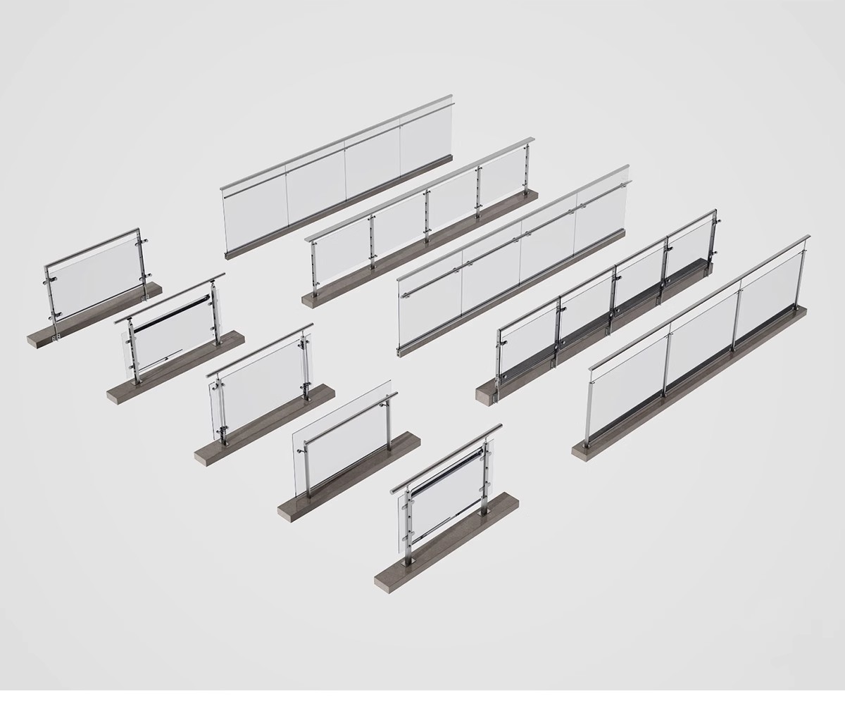 图片[15]-现代铁艺玻璃栏杆SU模型不锈钢钢丝玻璃护栏护手sketchup草图大师-大怪兽分享